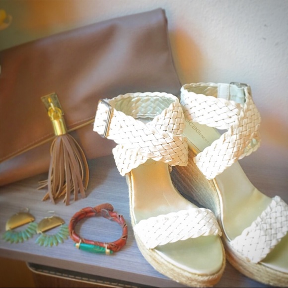 BCBGeneration Shoes - BCBG Leather espadrille wedges Sz 6